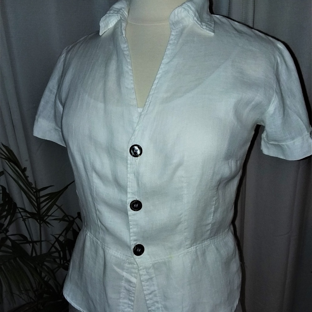 Fitted CP Shades Sausalito top Vintage Peplum Med.